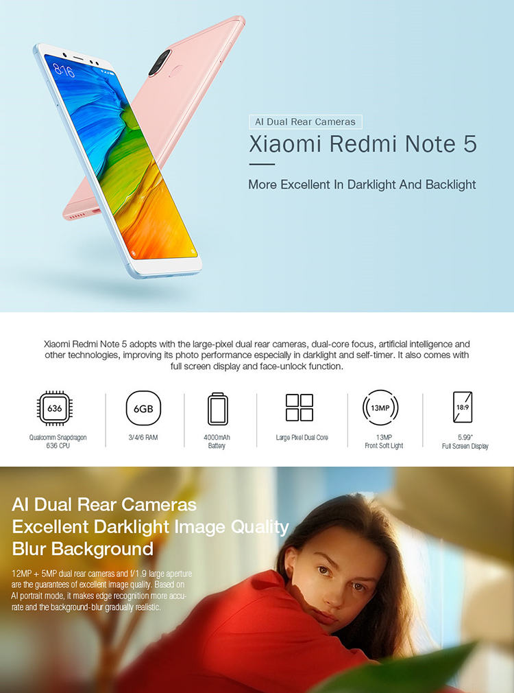 Điện Thoại Xiaomi Redmi Note 5 (32GB/3GB) - Hàng Chính Hãng