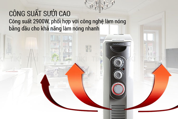 Máy sưởi dầu Daewoo 11 Thanh DWRD-311 - Hàng Chính Hãng