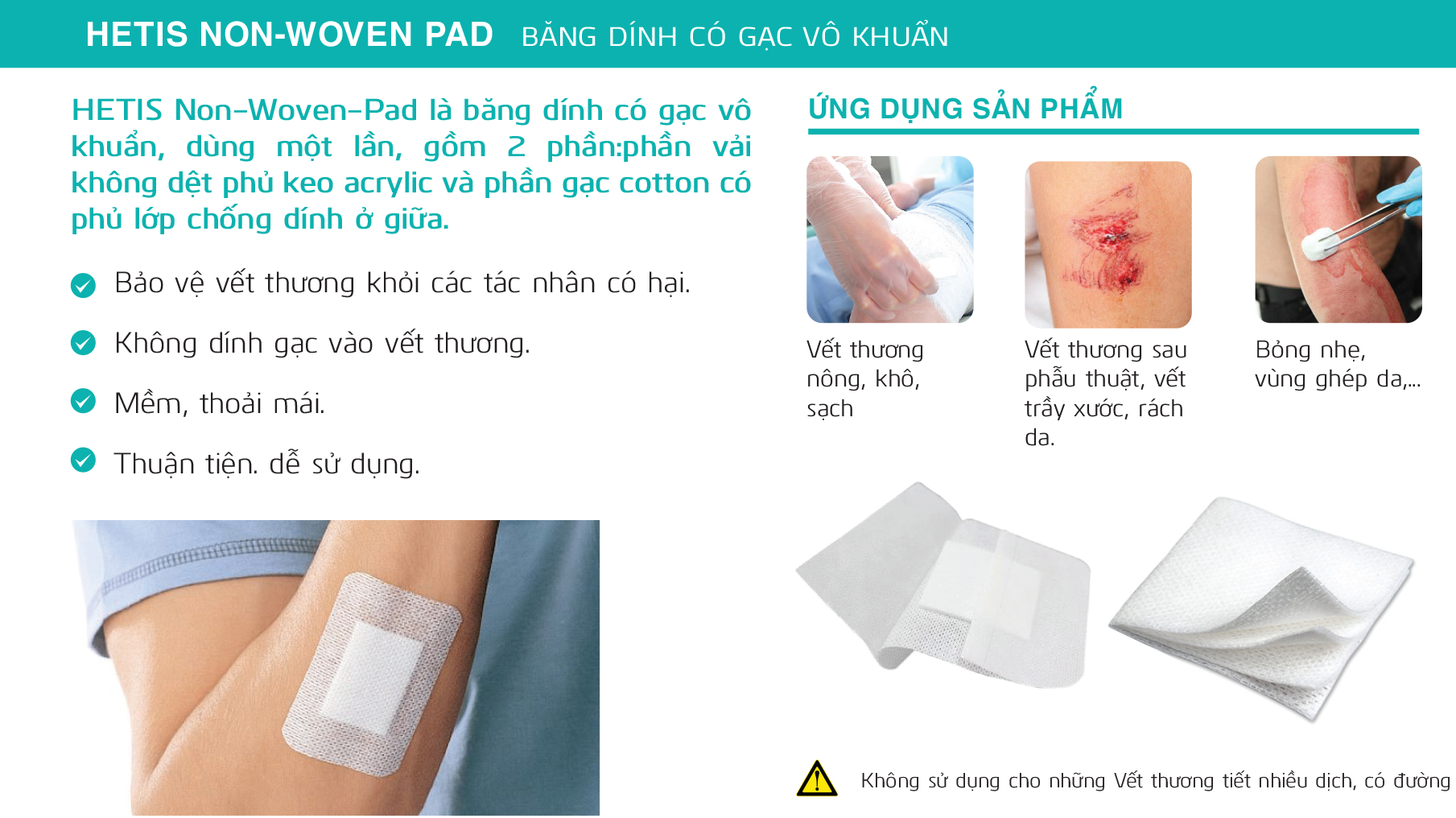 Băng dính có gạc vô khuẩn HETIS Non-Woven Pad HPN-100100-R (Hộp 10 miếng - 10x10cm) 4