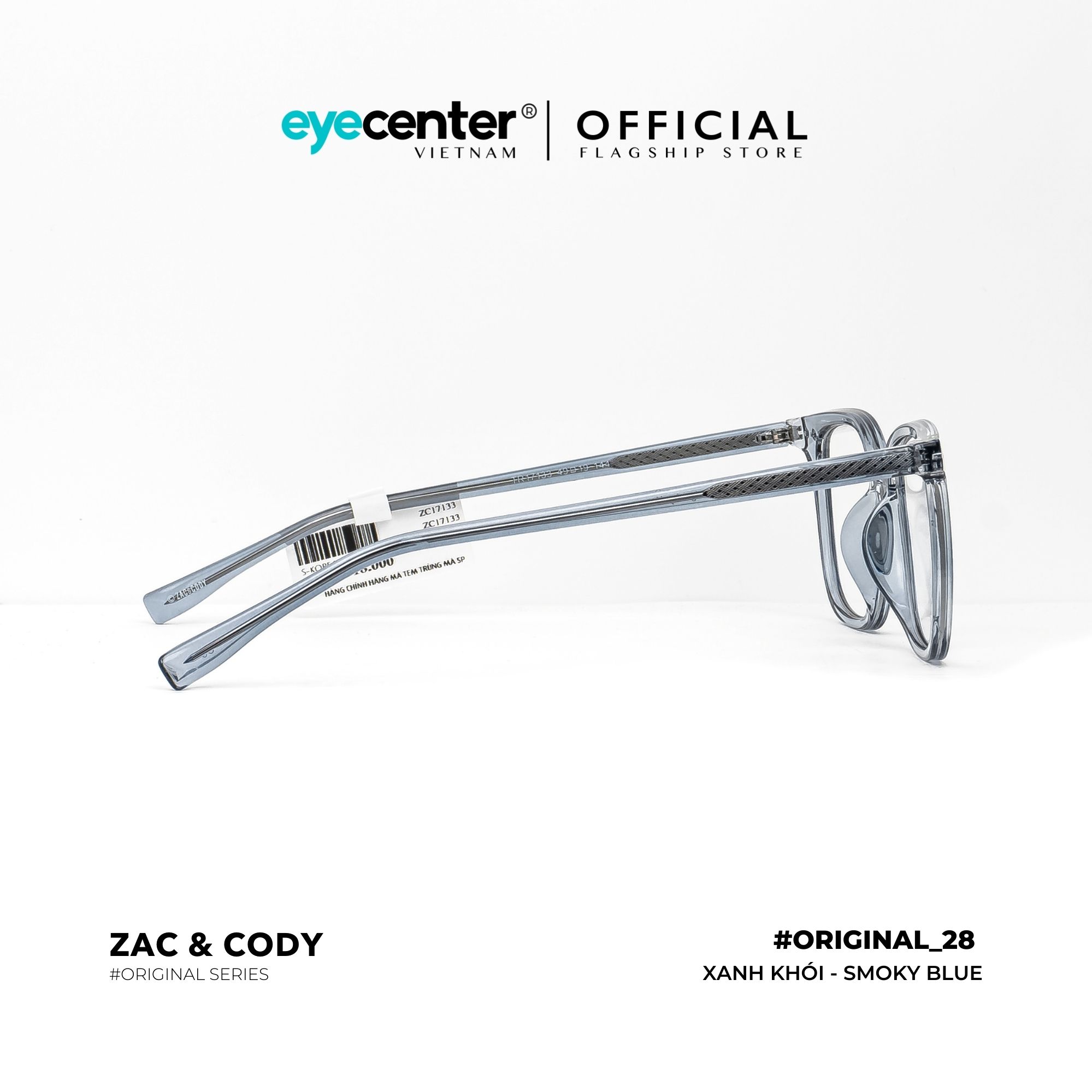 Gọng kính cận nam nữ chính hãng B28-S ZAC CODY dáng vuông lõi thép chống gãy BS28 by Eye Center Vietnam