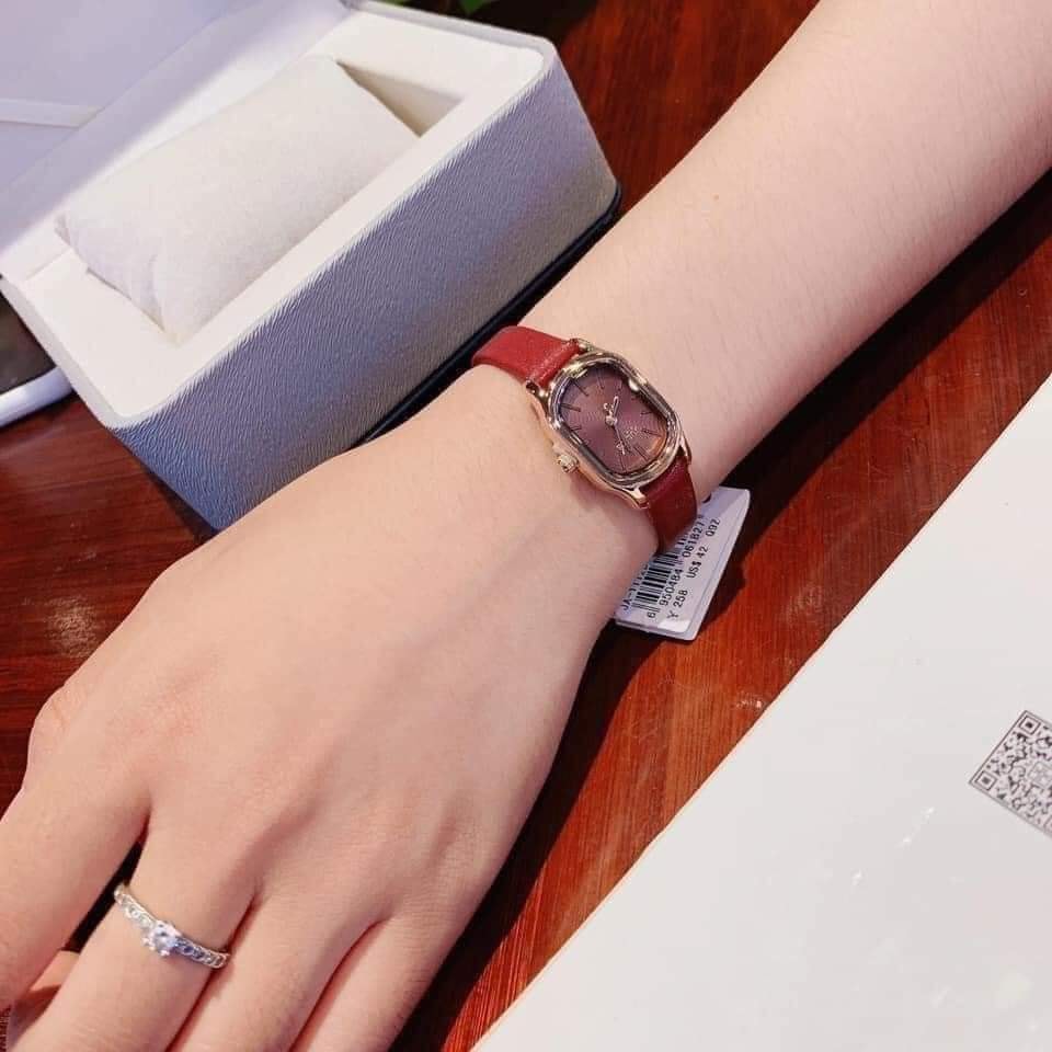 Đồng Hồ Nữ Julius Hàn Quốc JA-1112D Dây Da Màu Đỏ