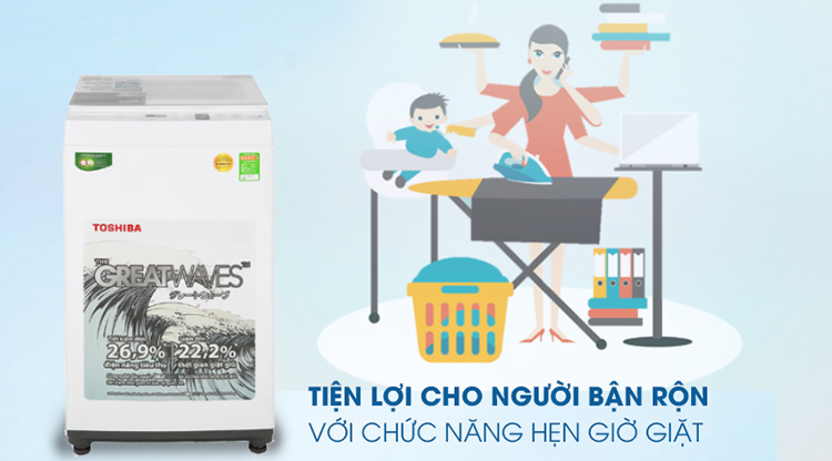 Máy Giặt Cửa Trên Toshiba AW-K800AV-WW (7kg) - Hàng Chính Hãng - Chỉ Giao tại HCM