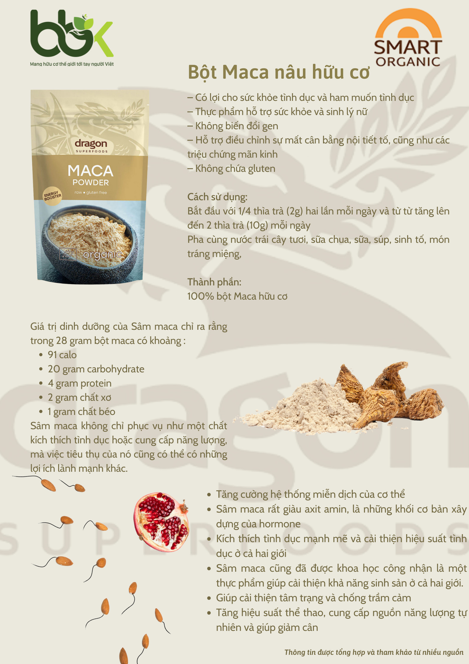 bột maca nâu hữu cơ dragon superfoods organic maca powder 200gr 1