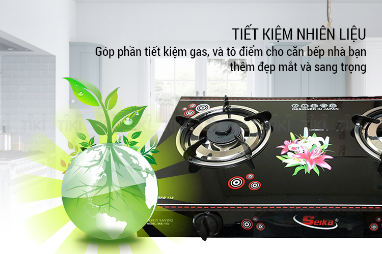 Bếp Gas Đôi Mặt Kính Seika Sen Nhôm SKB113 - Hàng Chính Hãng