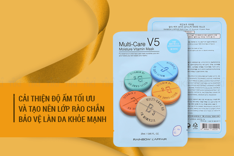 Hộp 10 Miếng Mặt Nạ Dưỡng Da Rainbow L'Affair Multi-Care V5 Moisture Vitamin Mask