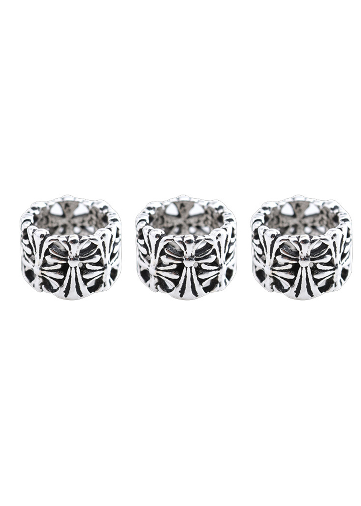 Combo 3 cái charm bạc chặn hoa văn - Ngọc Quý Gemstones