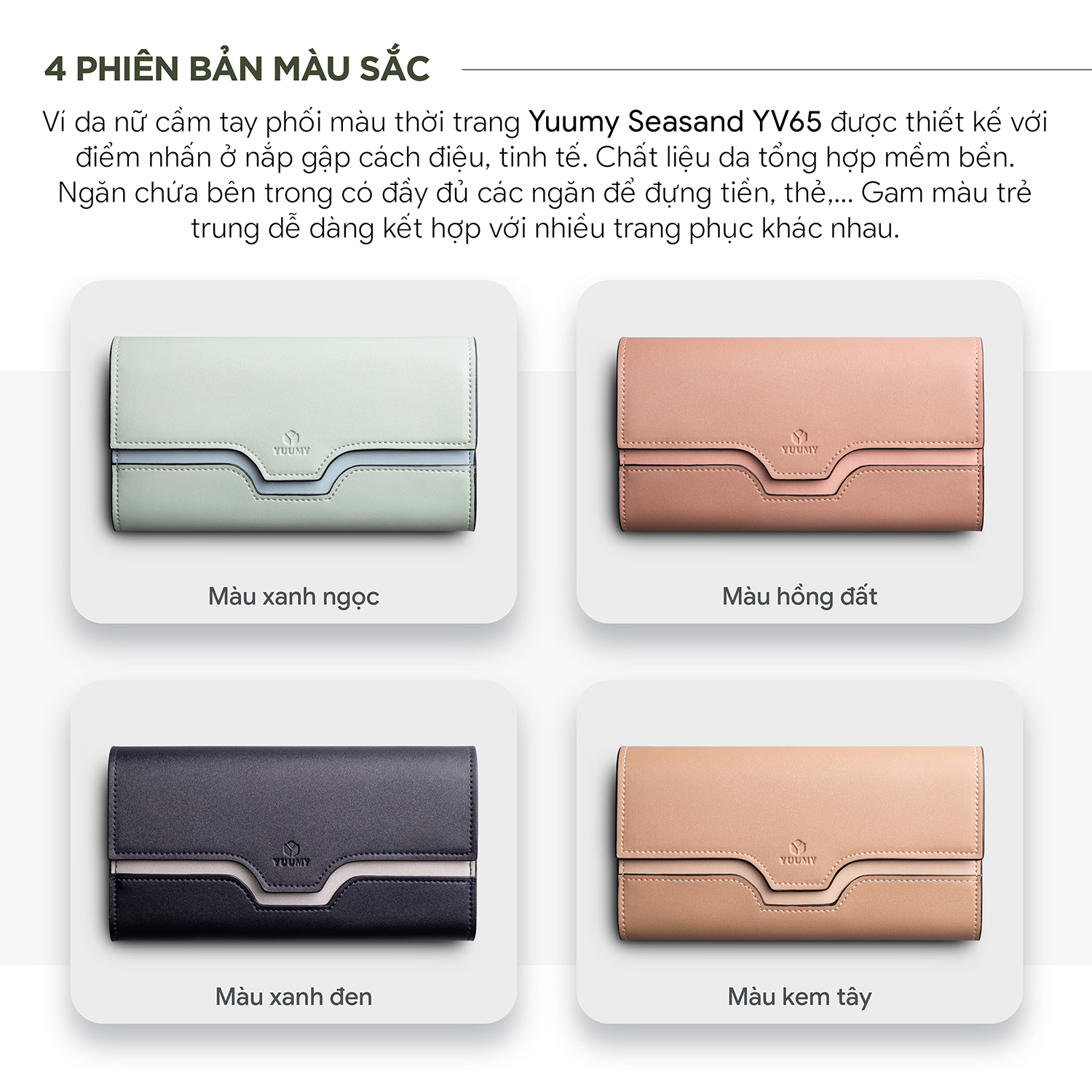 Ví Yuumy (  Thời trang nữ kiểu cầm tay dáng dài - Ví da Seasand YV65 )