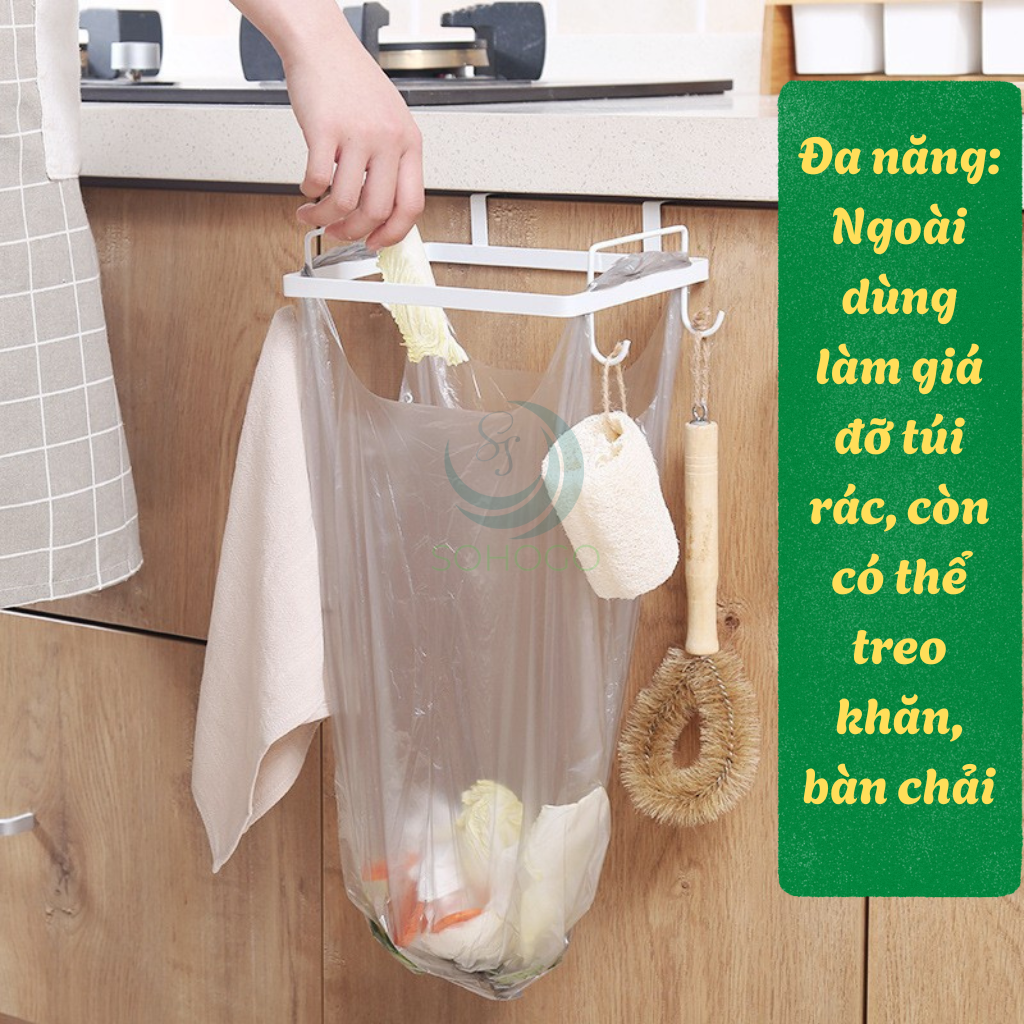 Giá Treo Túi Rác Đa Năng Gắn Cửa Tủ Bếp -Móc Treo Túi Rác Tiện Lợi Cho Nhà Bếp -Giá Đỡ Túi Rác Gọn Gàng Treo Cửa Tủ