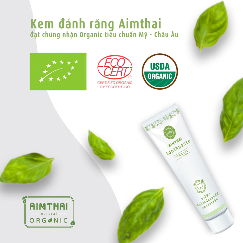 KEM ĐÁNH RĂNG THẢO DƯỢC ORGANIC AIMTHAI - CLASSIC- CHIẾT XUẤT VÀ TINH DẦU THẢO DƯỢC ORGANIC GIÚP TRẮNG RĂNG, THƠM MIỆNG, NGĂN NGỪA MẢNG BÁM 2