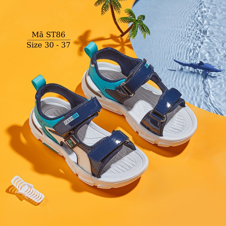 Dép sandal bé trai HOBIBEAR quai hậu kiểu dán thể thao năng động êm nhẹ phong cách thời trang trẻ em học sinh nam 5 6 7 8 9 10 11 12 tuổi đi học NHÍM SHOP ST86