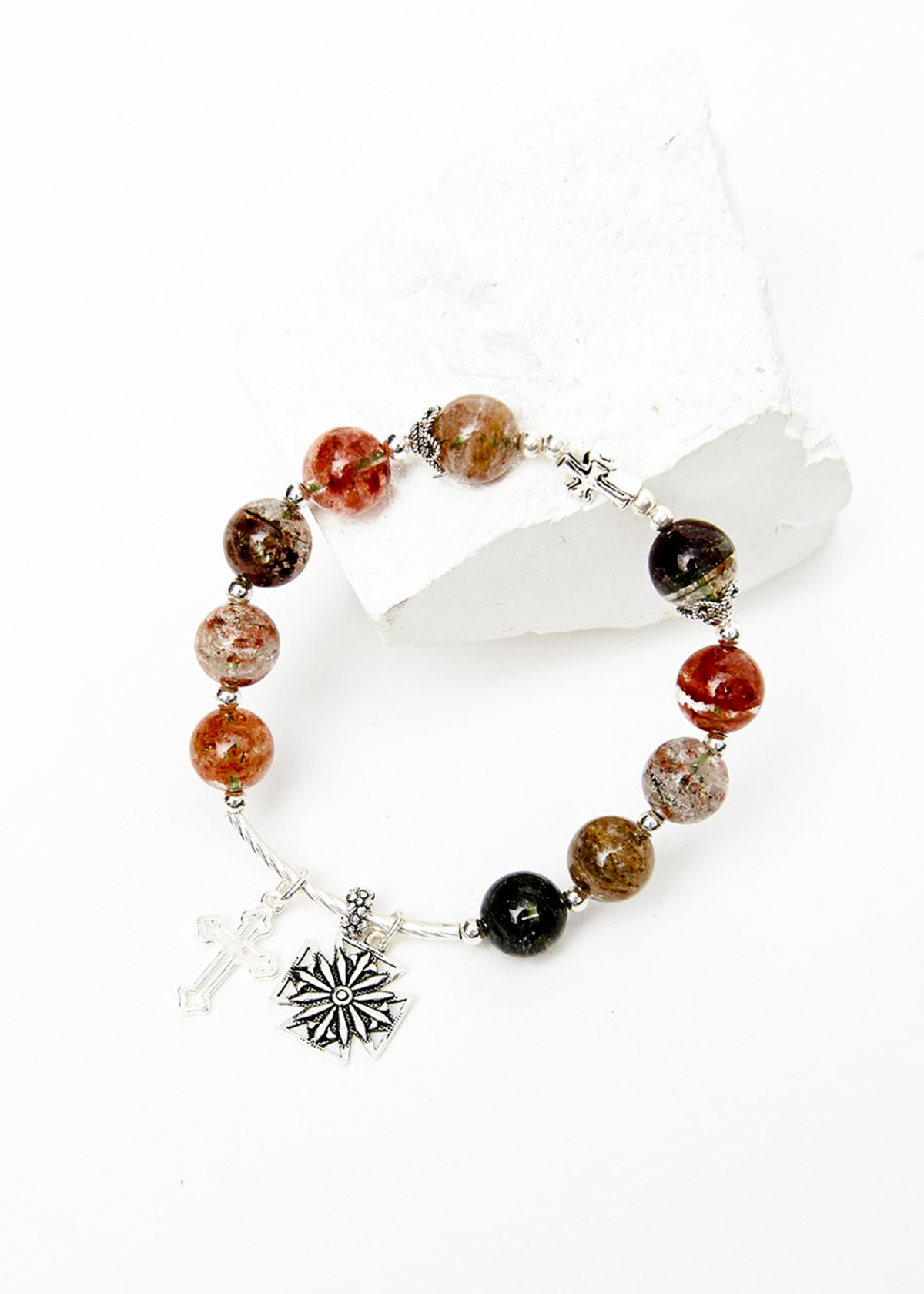 Vòng chuỗi Mân Côi Rosary Bracelet đá thạch anh ưu linh đa sắc - Ngọc Quý Gemstones