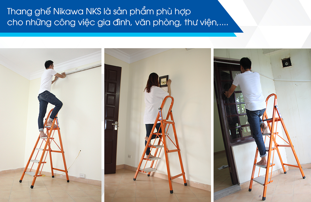 Thang Ghế Nikawa NKS-04 - 4 Bậc - 92cm - Màu Cam