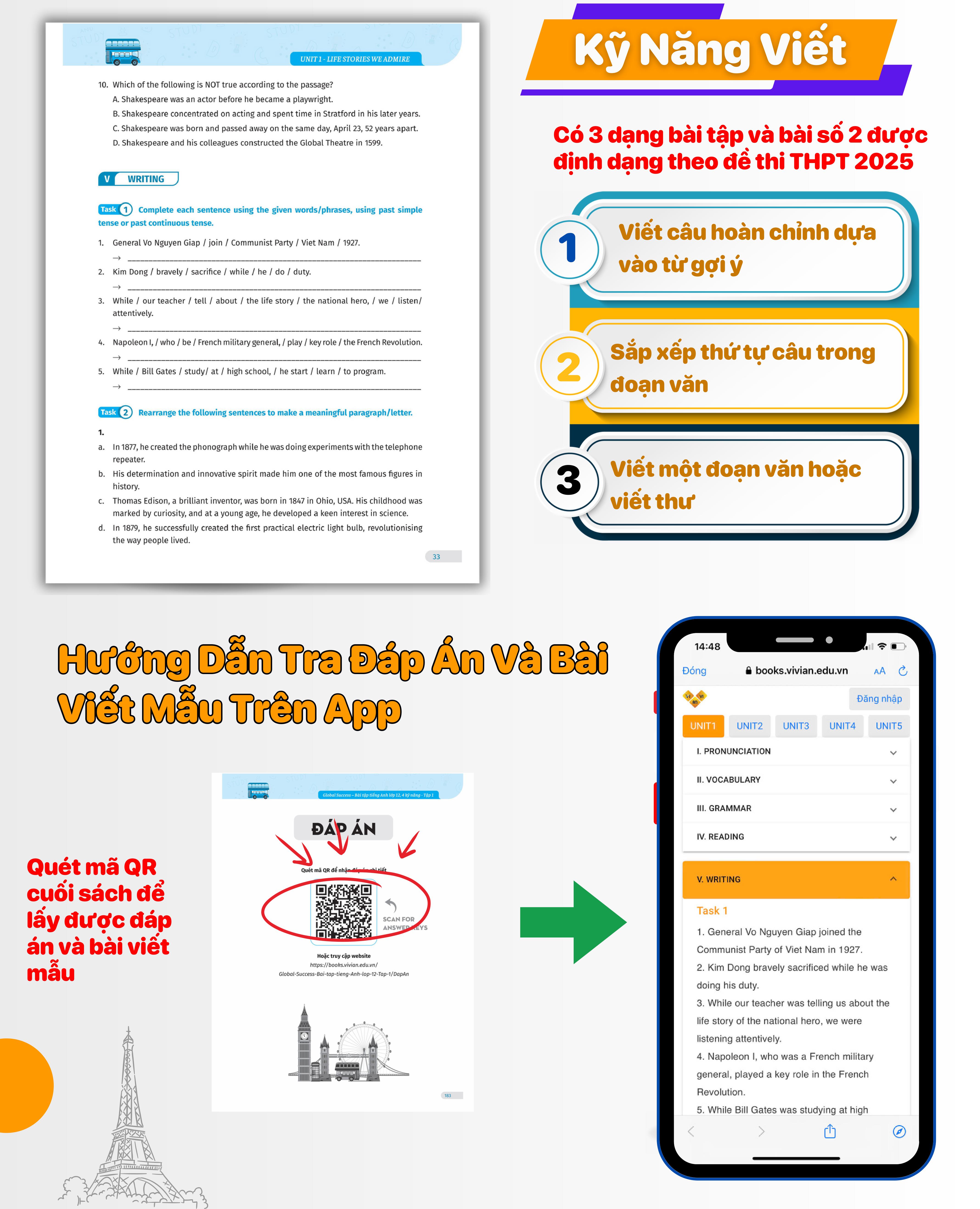 Sách Bài tập tiếng Anh lớp 12 Global Success, 4 kỹ năng (Có đáp án) – Tập 1– ThS Lê Vy Vivian