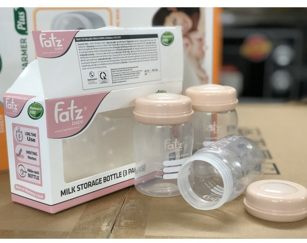 Bộ 3 Bình Đựng Trữ Sữa Fatz Baby Hàn Quốc (Xanh- Hồng) FB0120N - Dung Tích 150ml- Chất Liệu Nhựa Không BPA An Toàn Cho Bé 