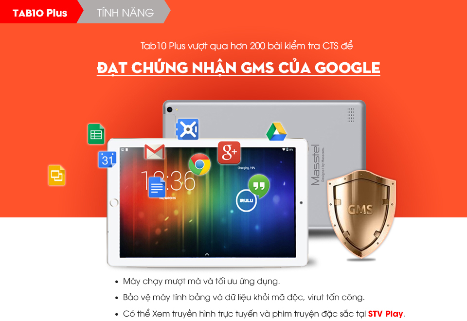 Máy Tính Bảng Masstel Tab 10 Plus - Hàng Chính Hãng