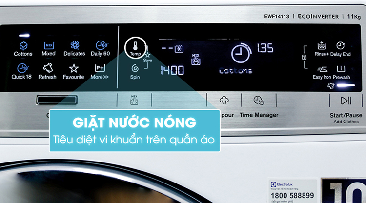 Máy Giặt Cửa Ngang Inverter Electrolux EWF14113 (11.0 Kg) - Trắng - Hàng Chính Hãng Máy Giặt Cửa Ngang Inverter Electrolux EWF14113 (11.0 Kg) - Trắng - Hàng Chính Hãng