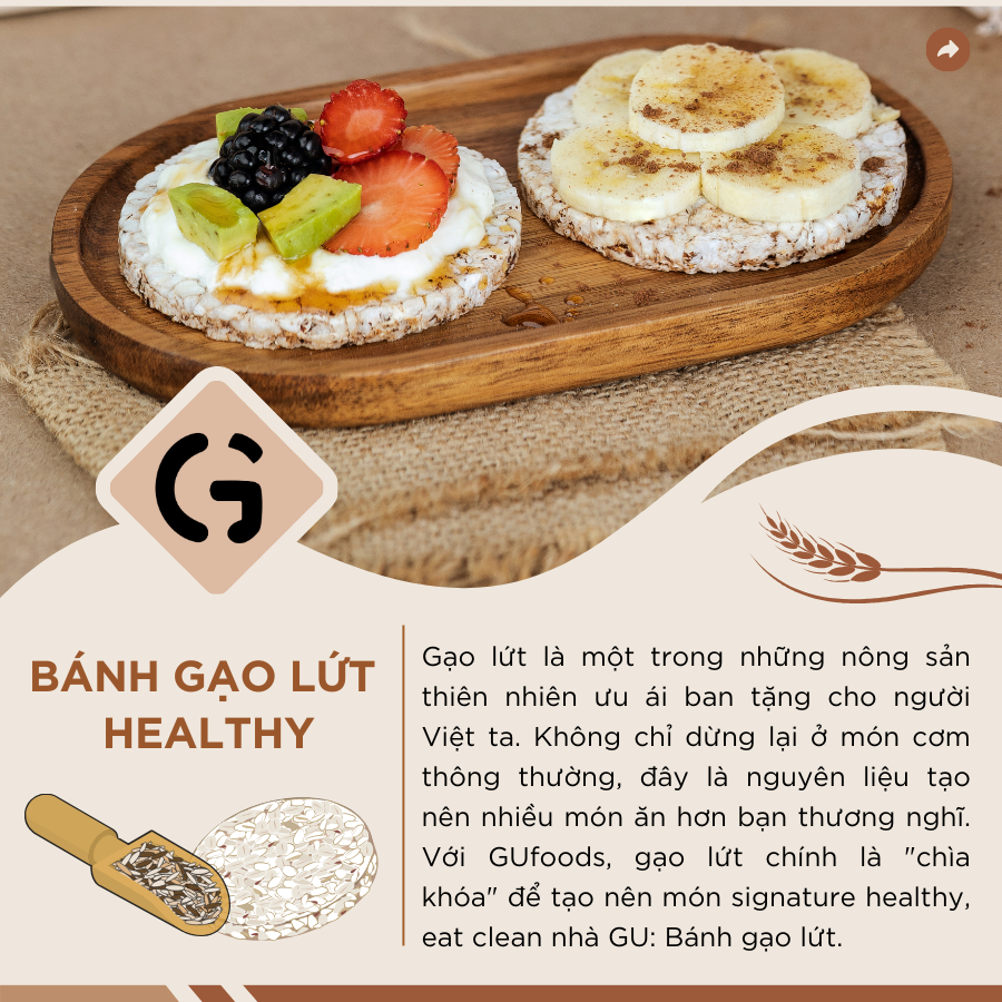 Bánh gạo lứt GUfoods (300g) - Không chiên dầu, Không đường, Từ gạo và ngũ cốc nguyên hạt, Lành mạnh, Phù hợp Eat clean, Ăn vặt healthy, Thực dưỡng, Tập gym, Thuần chay, Đa dạng hương vị