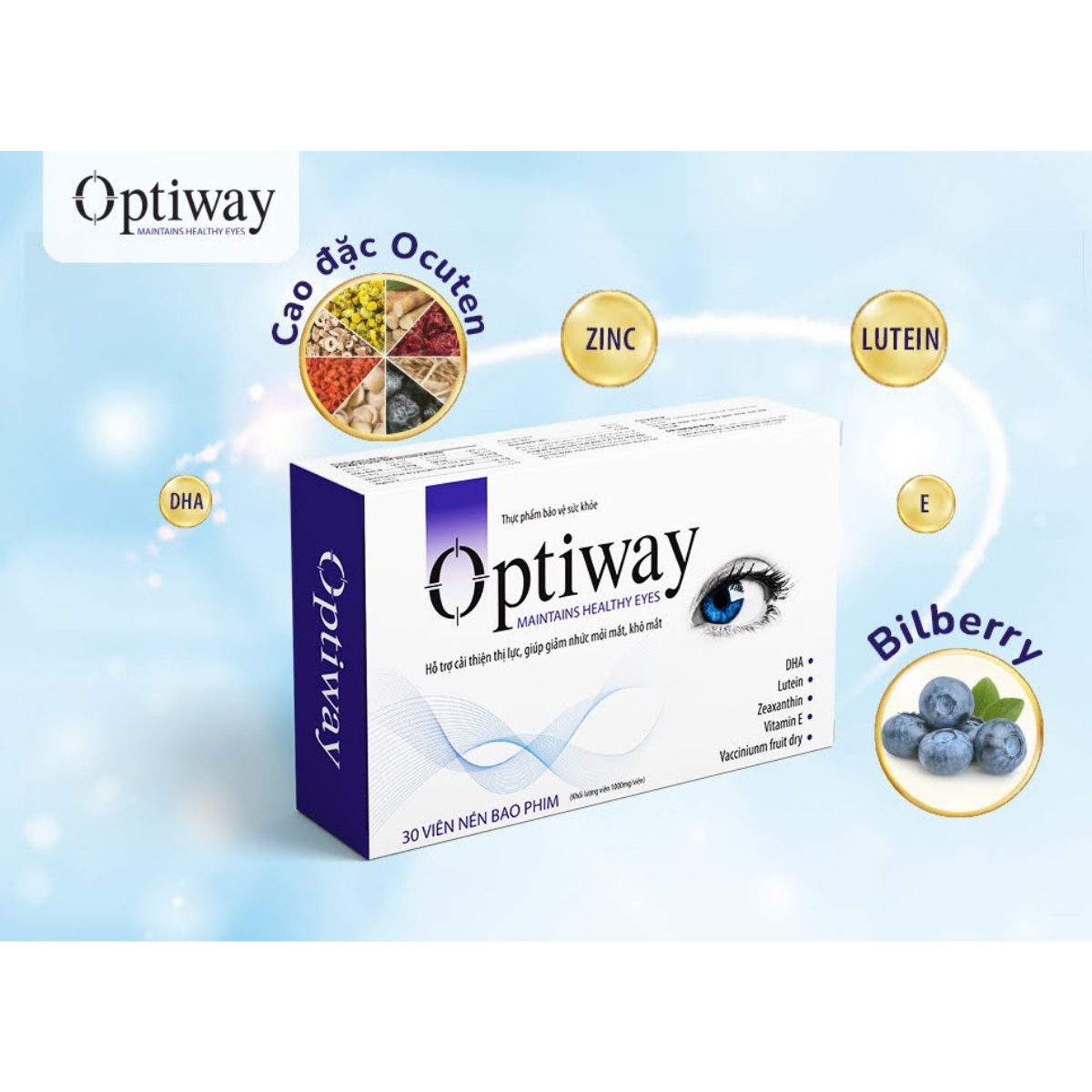 Viên uống bổ mắt tăng cường thị lực và phục hồi tổn thương mắt OPTIWAY