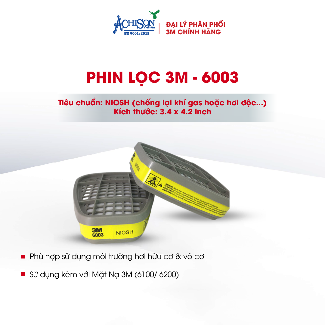 Mặt nạ phòng độc 3M 7501/7502 kèm 2 phin lọc hơi hữu cơ 6001/6003 Chống bụi ,chống hóa chất, phun sơn, phun thuốc - Phân Phối Chính hãng 3M