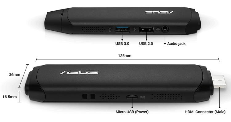 Máy Tính Bàn Asus Vivo Stick TS10-B048D 90MA0021-M00480 ATOM-2GB-32GB - Hàng Chính Hãng