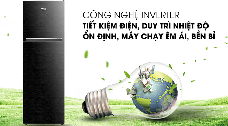 Tủ Lạnh Inverter Beko RDNT230I50VWB (201L) (Đen) - Hàng chính hãng