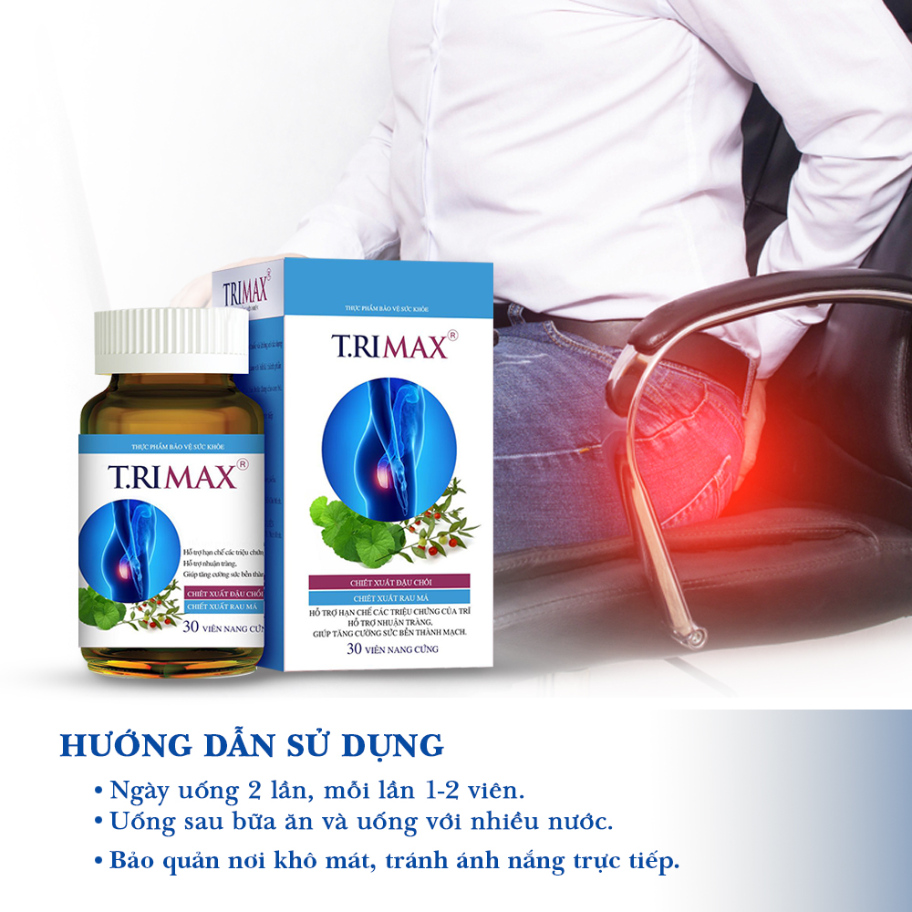 Viên Uống Hỗ Trợ Co Thắt Búi Trĩ Trimax Hủ 30 Viên Nguyên Liệu Từ Thiên Nhiên