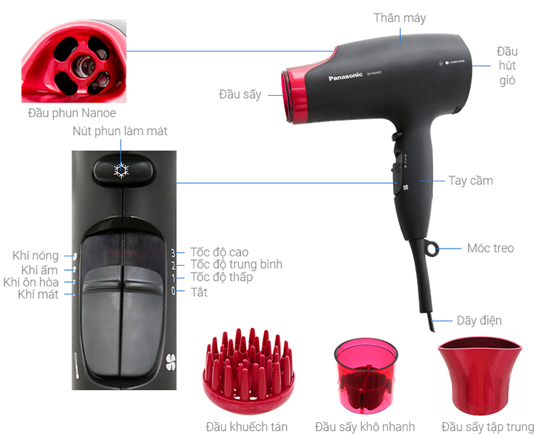 Máy Sấy Tóc Panasonic EH-NA65-K645 - Hàng Chính Hãng