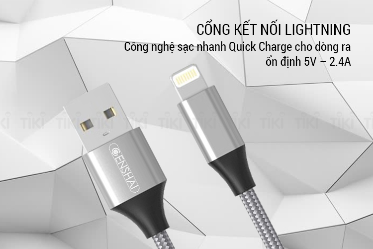 Dây Cáp Sạc Lightning Cho Điện Thoại GENSHAI 1m GL06 - Hàng Chính Hãng
