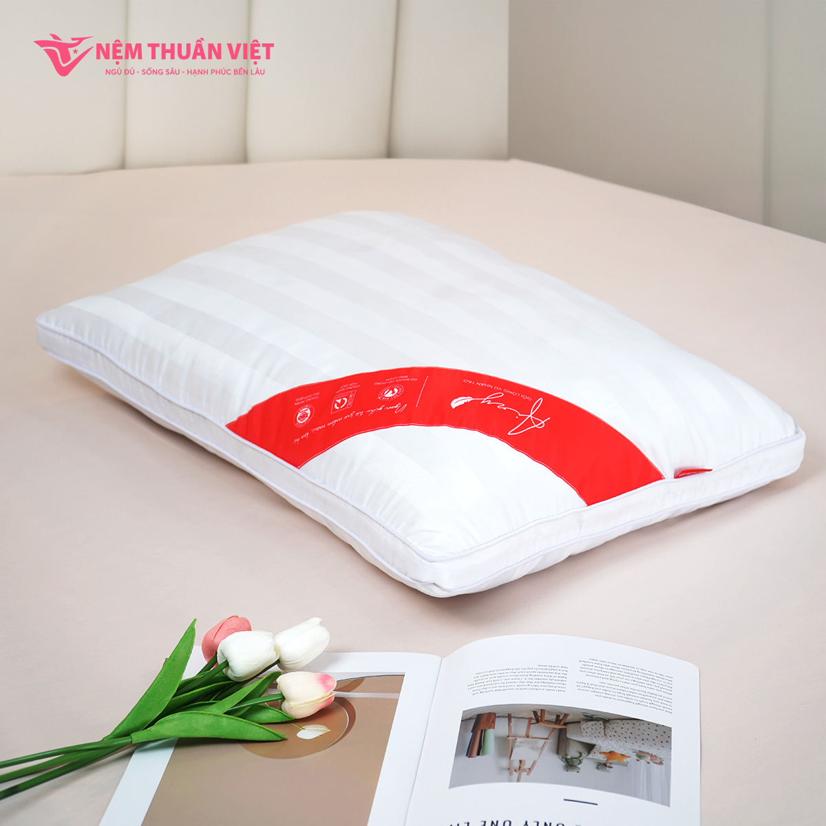Ruột Gối Nằm Lông Vũ Airy Thuần Việt - Sợi Lông Vũ Nhân Tạo Microfiber Êm Ái Chuẩn Khách Sạn 5 Sao