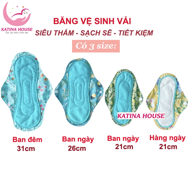 băng vệ sinh vải katina pads an toàn sạch sẽ, tiết kiệm - nhiều kích thước - thấm hút tốt, kháng khuẩn, khử mùi 5