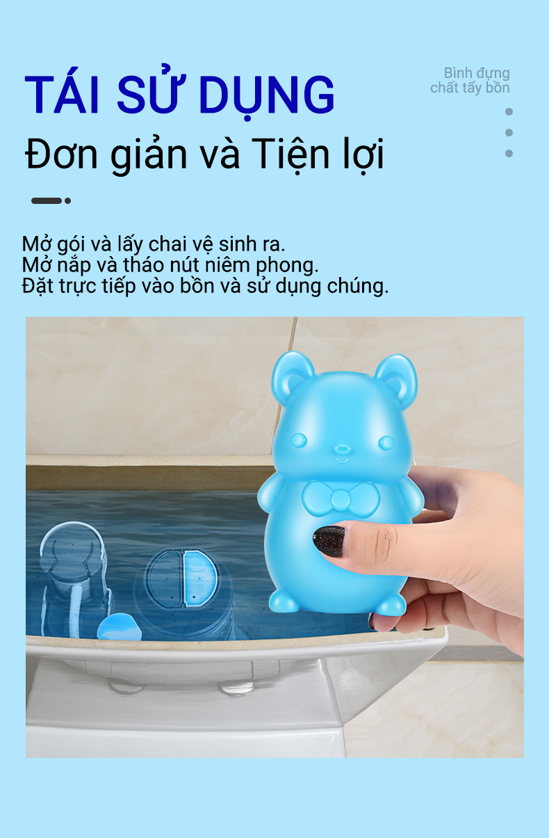 chú gấu màu xanh khử mùi làm sạch bồn cầu 4