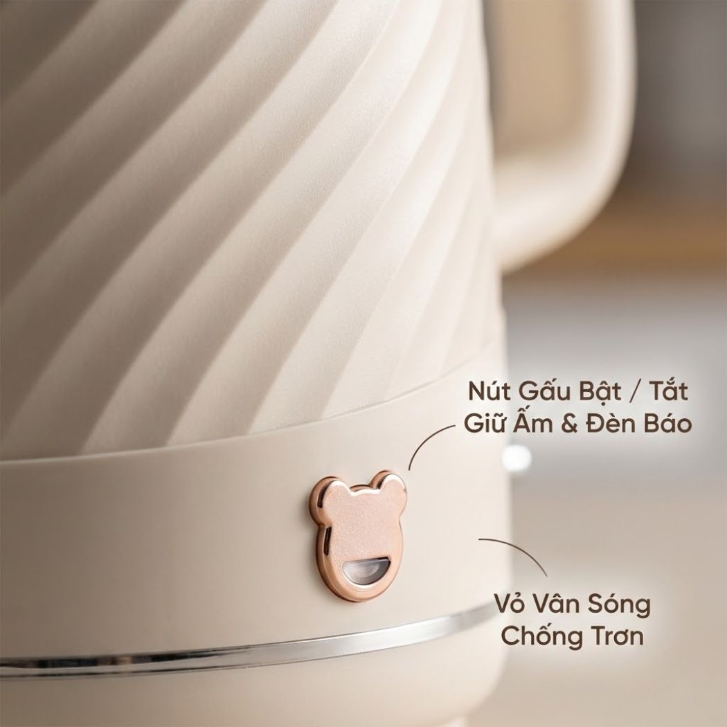 Ấm thuỷ giữ nhiệt 1.7 Lít Mishio MK385 inox 304 - hàng chính hãng