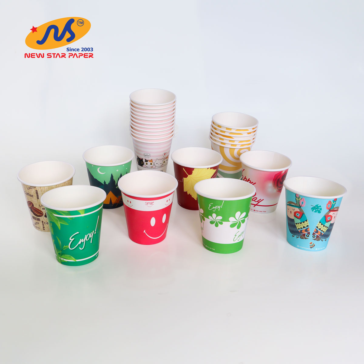 Ly giấy 10oz~295ml - Lốc 50 ly giấy có họa tiết