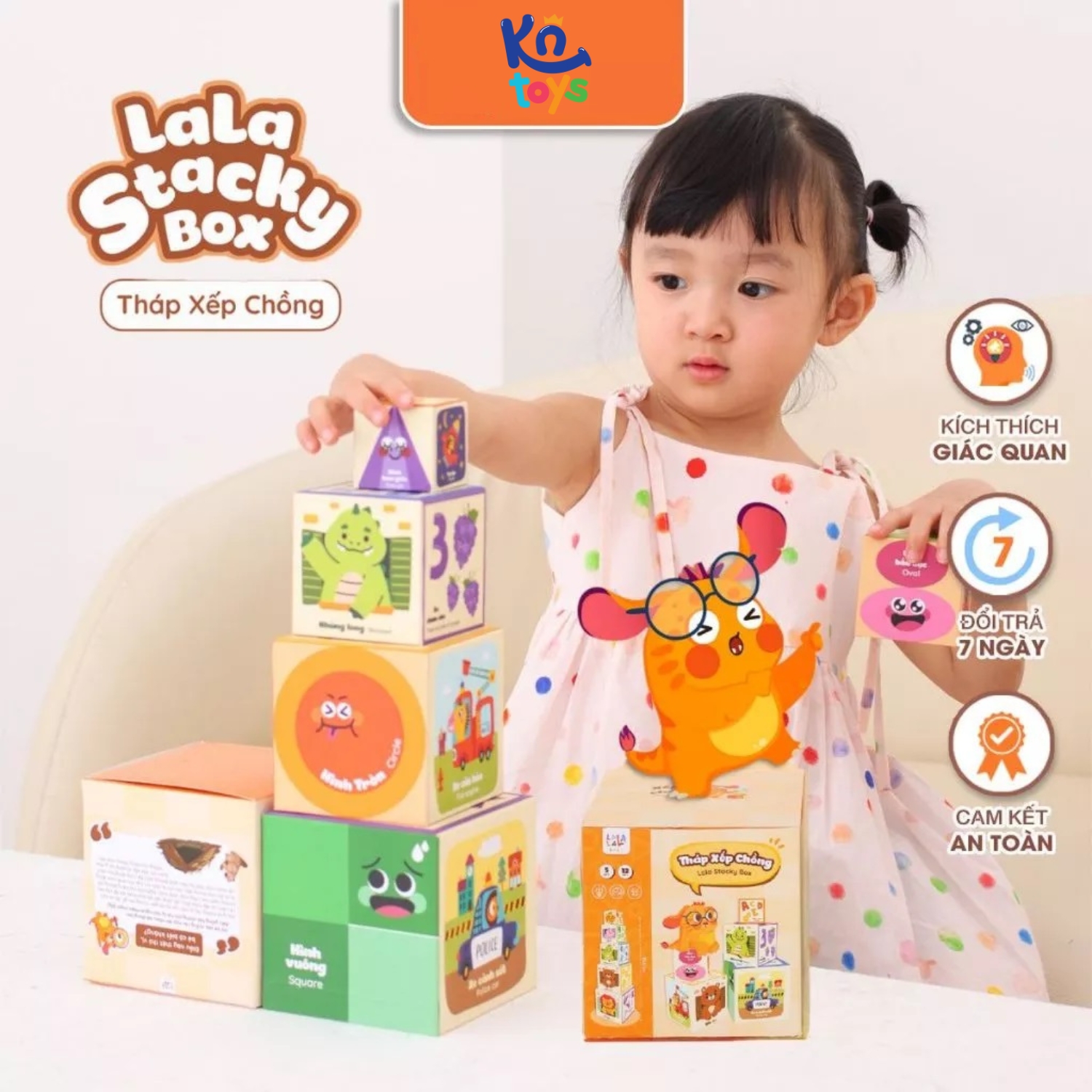 Đồ Chơi Giáo Dục Sớm Tháp Xếp Chồng Lala Stacky Box Cho Bé Từ 1 tuổi - Lalala Baby 