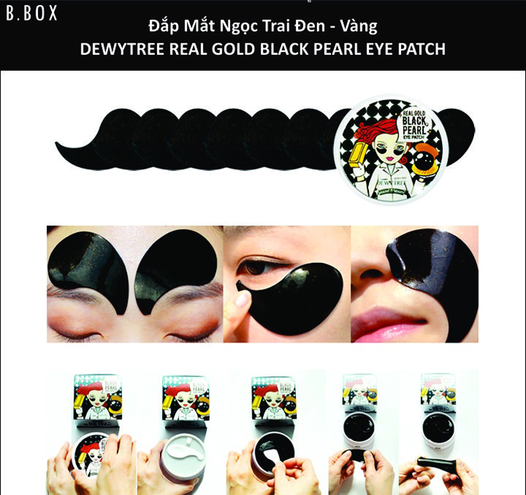 Mặt Nạ Đánh Bay Quầng Thâm Mắt Dewytree Real Gold Black Pearl Eye Patch 60 Miếng