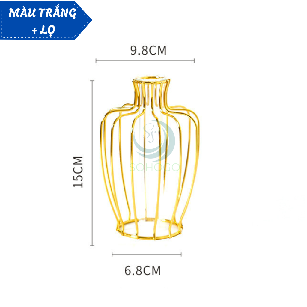 Lọ Hoa Nghệ Thuật Khung Sắt Kèm Ống Thủy Tinh- Bình Hoa Trang Trí Khung Kim Loại Hiện Đại- Lọ Hoa Phong Cách Bắc Âu – Khung Sắt & Ống Thủy Tinh- Chân Đế Lọ Hoa Sáng Tạo Decor Nhà Cửa- Bình Hoa Mini Trang Trí Bàn Làm Việc/Phòng Khách