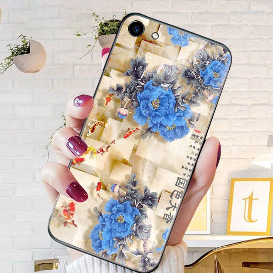 Ốp điện thoại kính cường lực cho máy Oppo A83/A1 - mẫu đơn MS MAUDON046