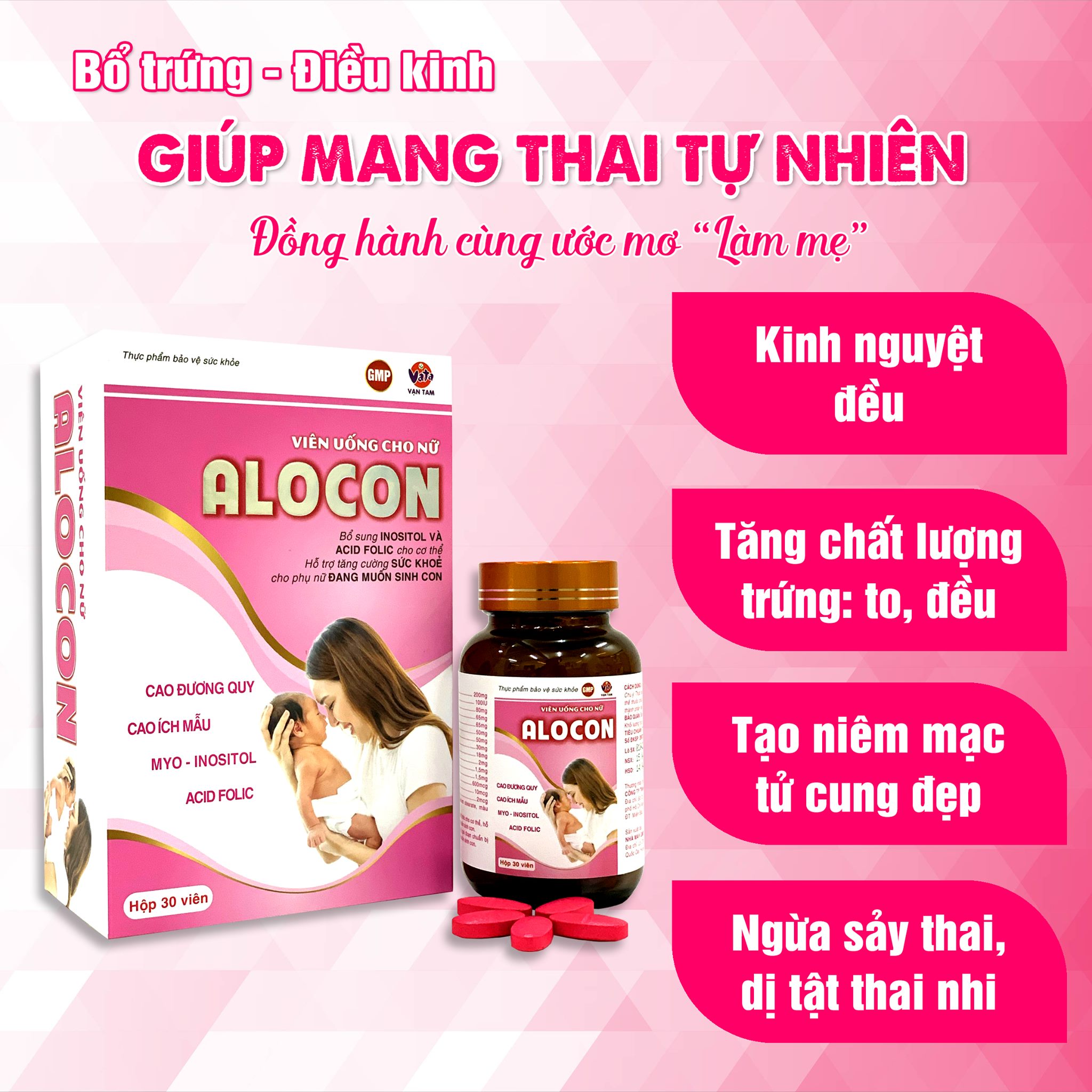 Viên Uống Tăng Khả Năng Thụ Thai Alocon Giúp Cải Thiện Buồng Trứng Sinh Lý Nữ Điều Hòa Kinh Nguyệt