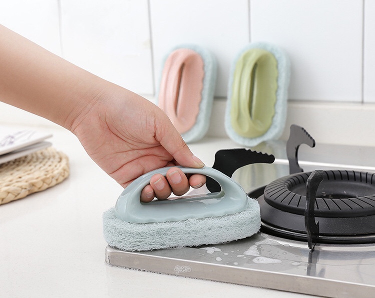 Dụng cụ chà rửa bằng sợi bọt biển đánh bay mọi vết bẩn cứng đầu (giao màu ngẫu nhiên) - 14 x 8 cm