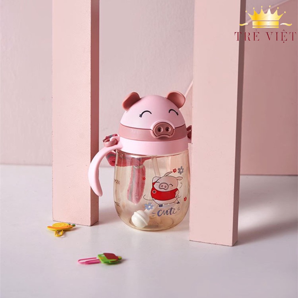 Bình tập uống nước cho bé có tay cầm cực tiện lợi, hàng cao cấp loại 350ml