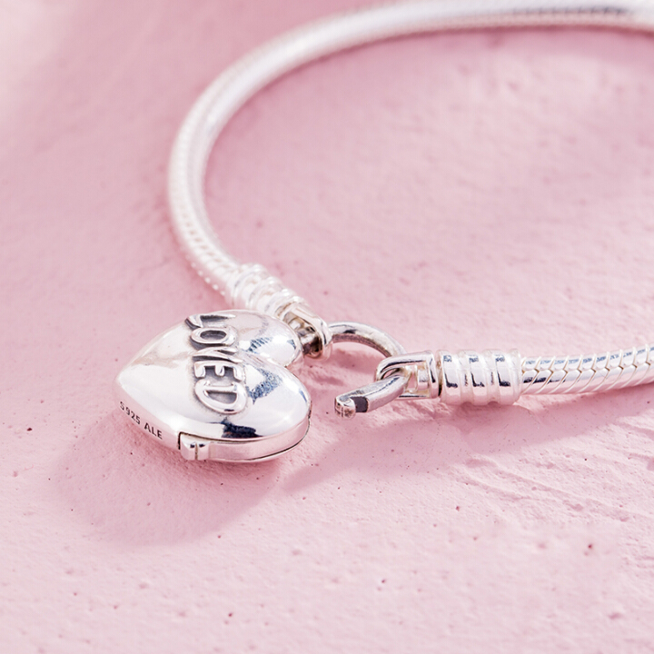PPANDORA Pandora loves your heart-shaped cufflinks 925 silver bracelet 597806-17