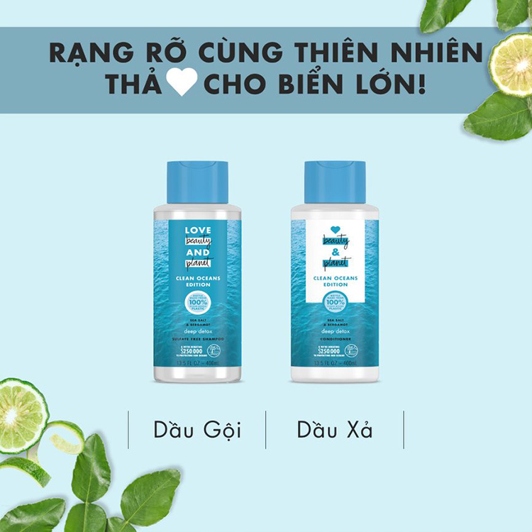 Combo Gội Xả Love Beauty And Planet Muối Biển Detox (400ml x 2)