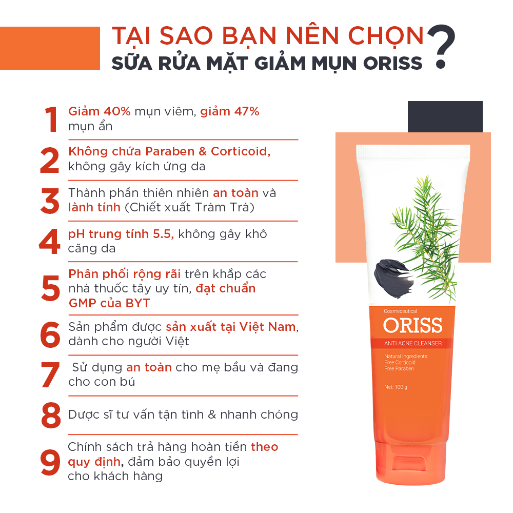 Sữa Rửa Mặt Tạo Bọt Ngừa Mụn Oriss 100g - Chuyên Dành Cho Da Mụn