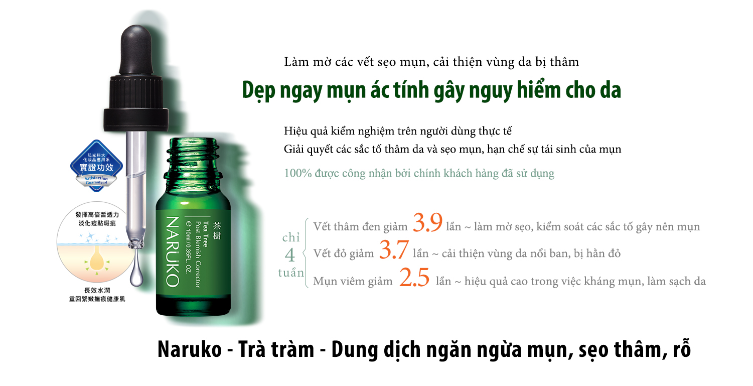 Naruko – Trà tràm – Dung dịch ngăn thâm mụn, ngừa sẹo 
