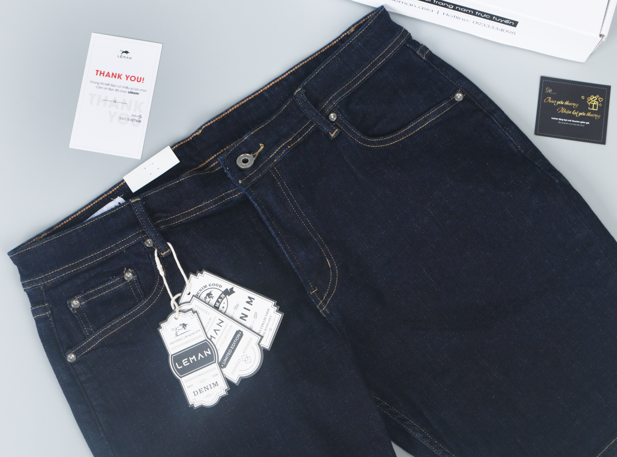 Quần Short Jean nam Leman xanh trơn JL04 - Slim Form