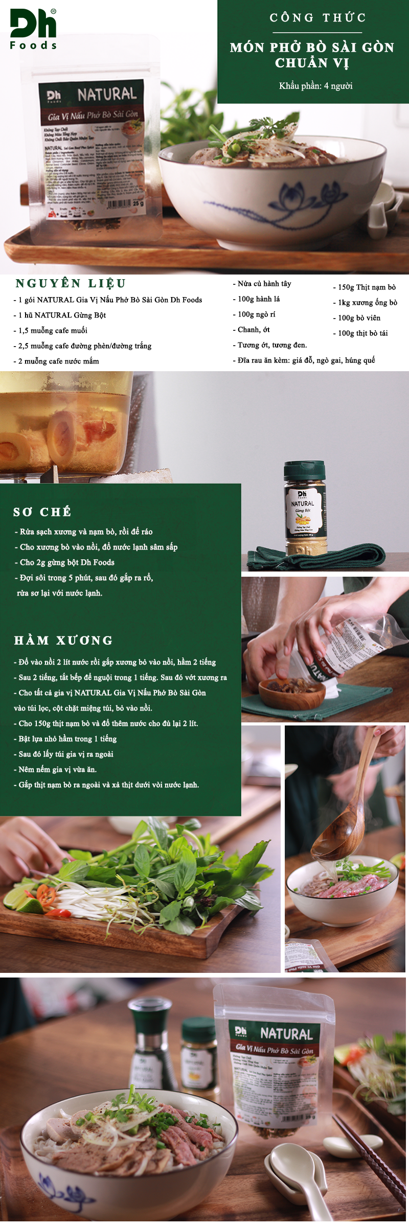 Combo 2 gói Natural Gia Vị Nấu Phở Bò Sài Gòn Dh Foods