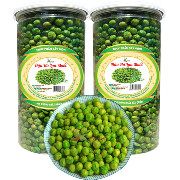 1Kg Đậu Hà Lan Sấy Muối Thương Hiệu SK FOOD - 2 Hũ Pet