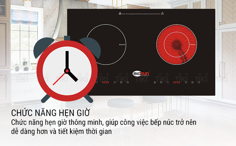 Bếp Âm Đôi Từ - Hồng Ngoại Bigsun BEH-2IF (73cm) - Hàng Chính Hãng