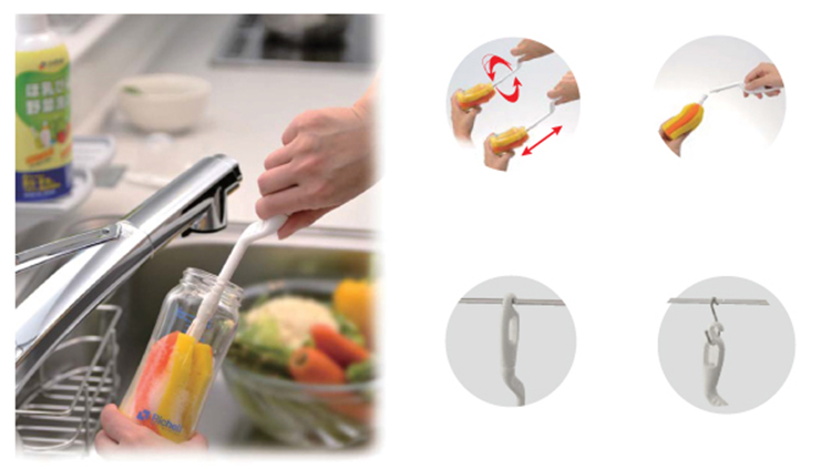 Chổi cọ bình có mút Richell