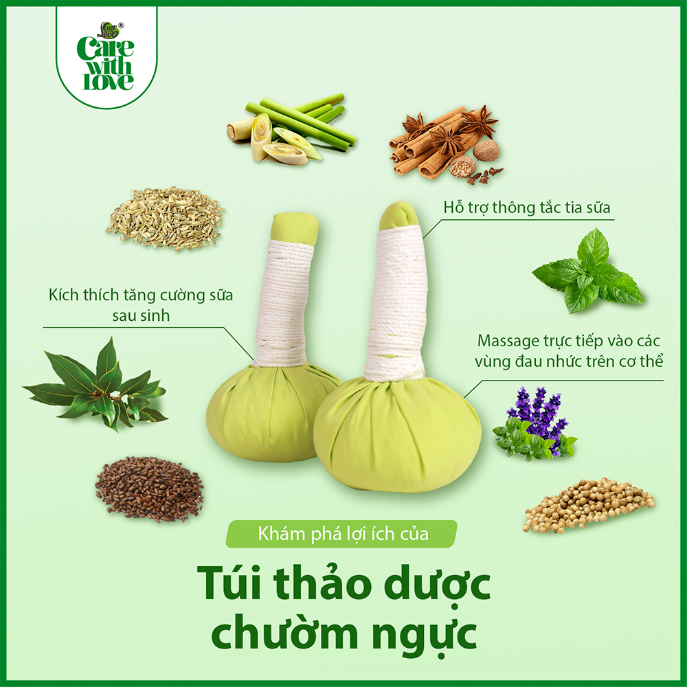 túi chườm thảo dược massage toàn thân giúp thư giãn, giảm đau nhức - care with love 1